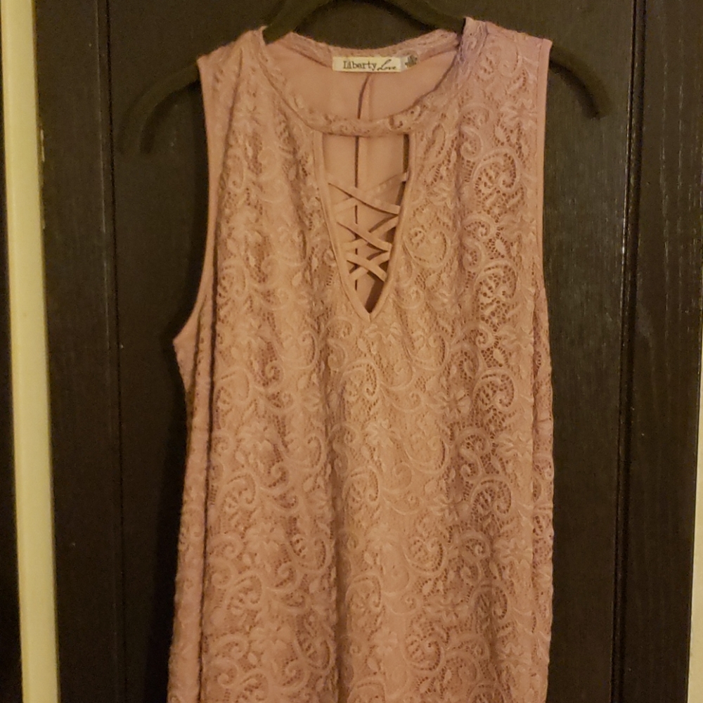 Lace tank dress- color Dusty Rose